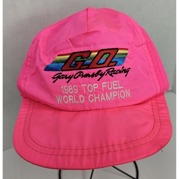 G.O. Gary Ormsby Racing Hat Pink One Size Top Fuel Drag Racing NHRA 1989 Vintage - Picture 1 of 7